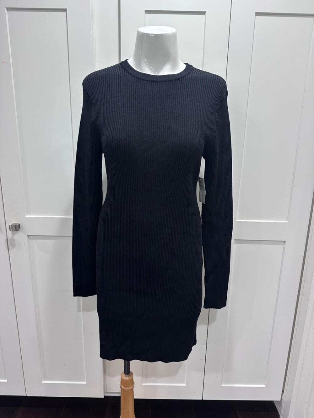 NWT GOOD AMERICAN Virgo long sleeve rib mini black dress size 2XL - Picture 3 of 8